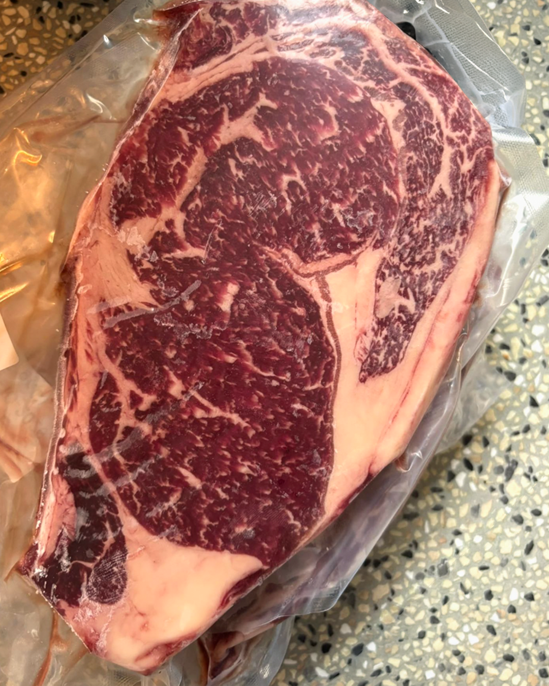 Close-up van marmering in wagyu vlees